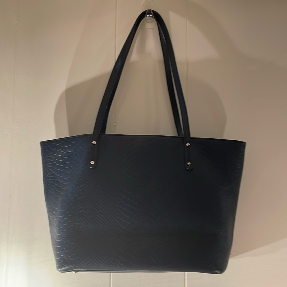 GiGi New York Blue Snake Print Leather GoldTone Hardware Tote Bag